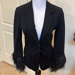 NWOT Elizabeth and James Ostrich feather blazer